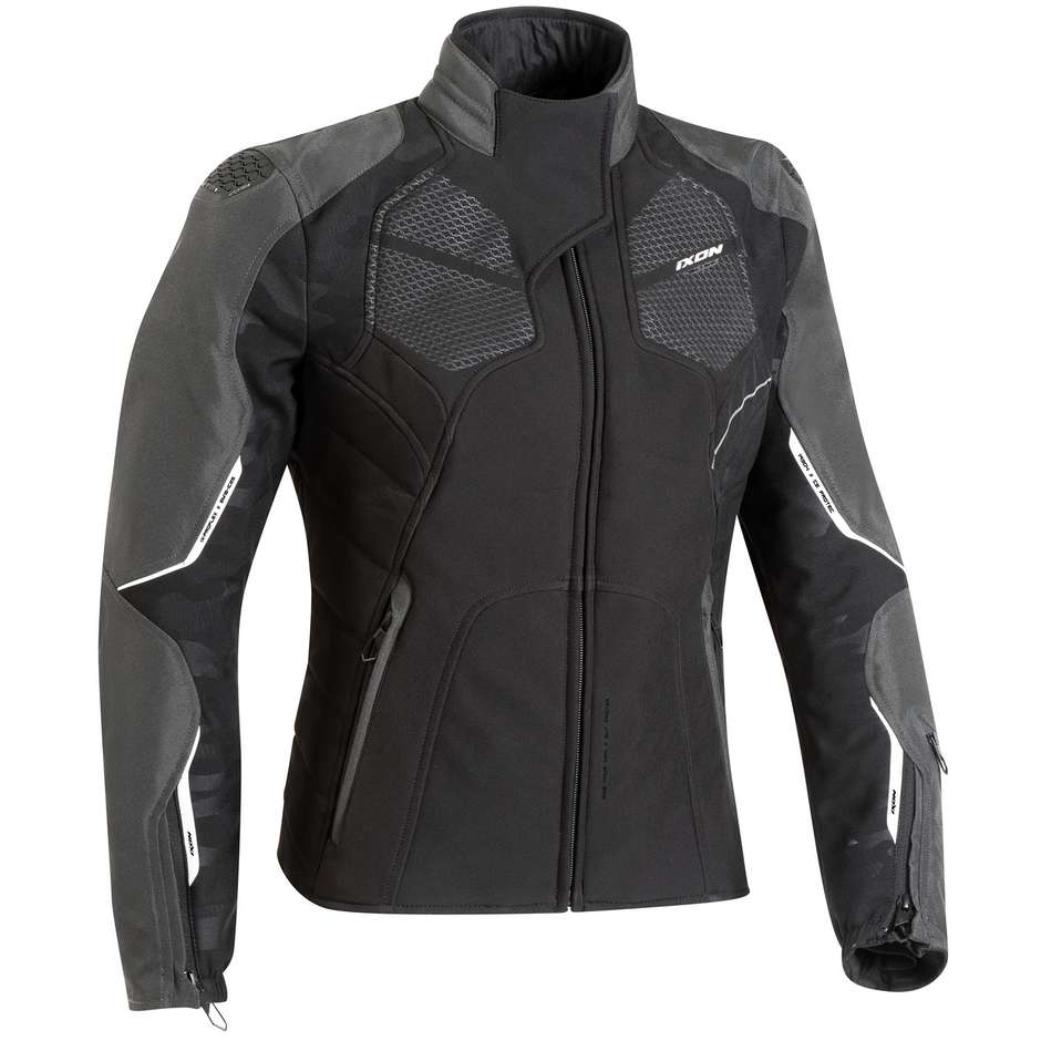 Woman Motorcycle Jacket In Ixon CELL LADY Fabric Black Anthracite White