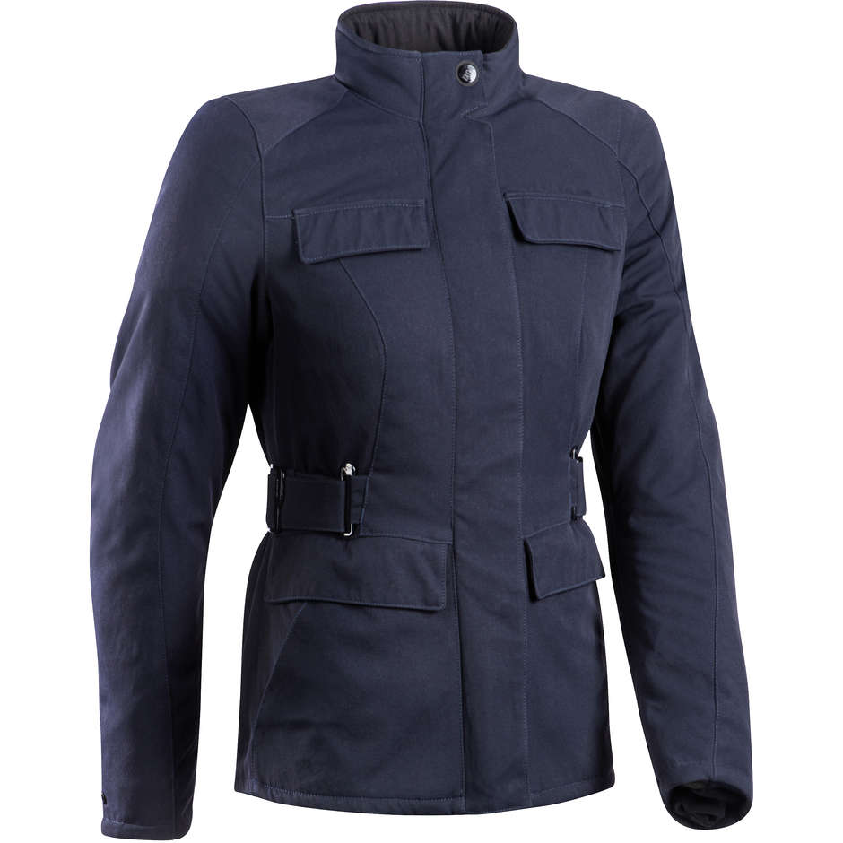Woman Motorcycle Jacket In Ixon URBY LADY Navy Fabric