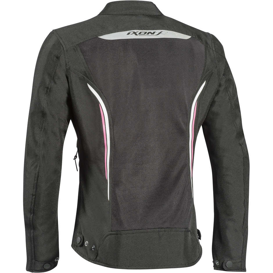 Woman Motorcycle Jacket In Perforated Summer Fabric Ixon COOL AIR Lady Black White Pink