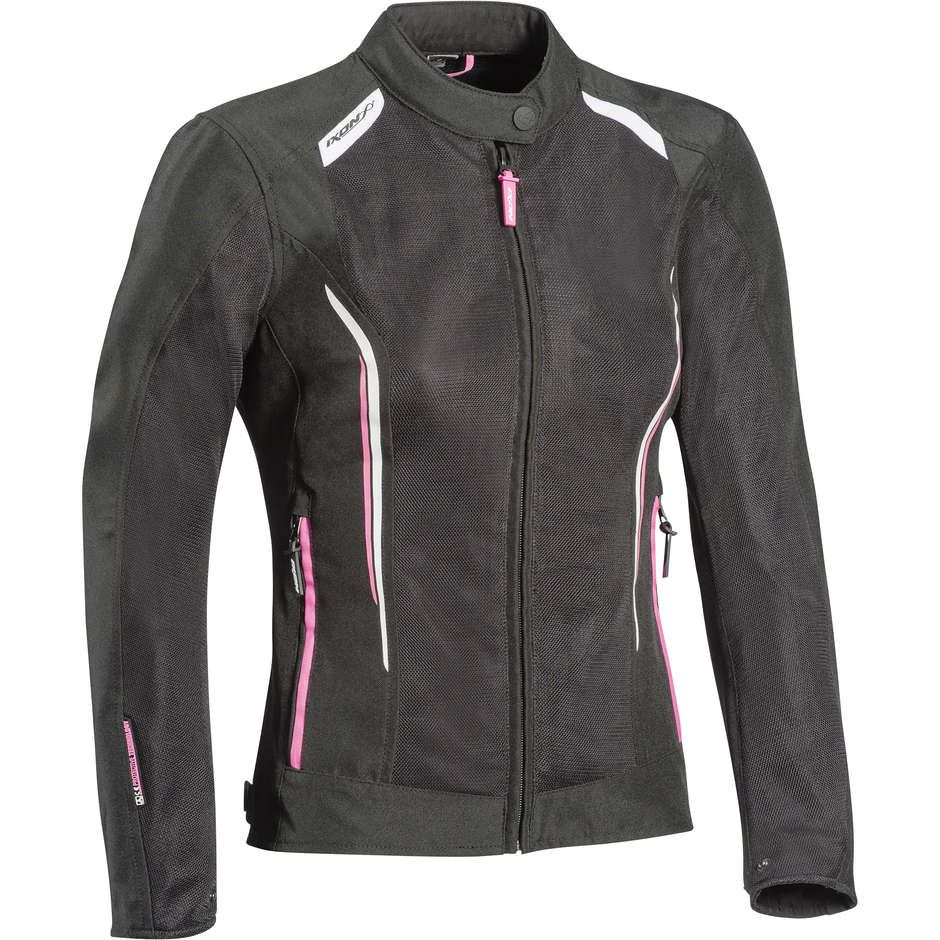 Woman Motorcycle Jacket In Perforated Summer Fabric Ixon COOL AIR Lady Black White Pink