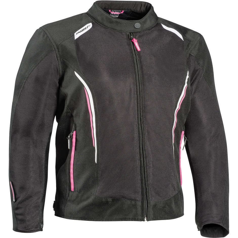 Woman Motorcycle Jacket In Perforated Summer Fabric Ixon COOL AIR Lady C-Sizing Black Fuchsia