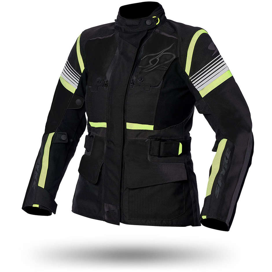 Woman Motorcycle Jacket in Spyke EQUATOR Dry Tecno LADY Black Yellow Fluo Fabric