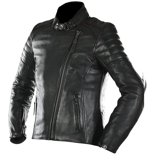 Woman Motorcycle Jacket In TINA Black Overlap Certified Leather
