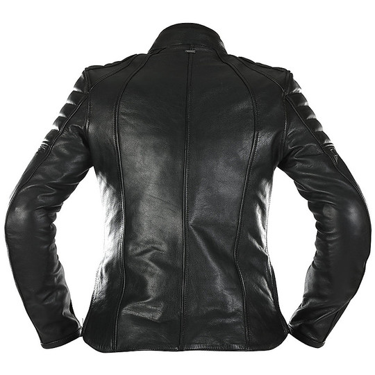 Woman Motorcycle Jacket In TINA Black Overlap Certified Leather