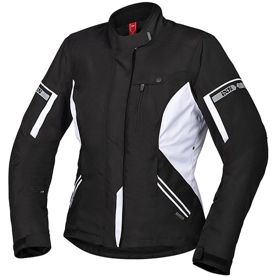 Woman Motorcycle Jacket In Waterproof Fabric Ixs Tour FINJA-ST Black White