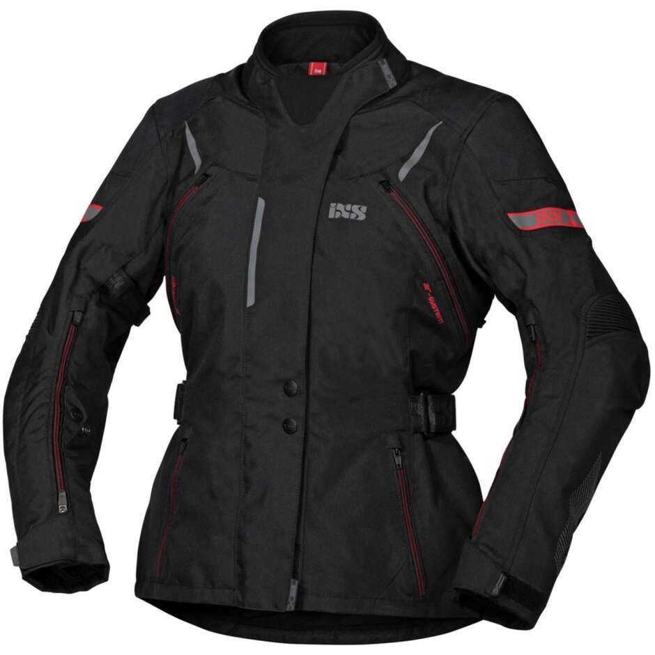 Woman Motorcycle Jacket In Waterproof Fabric Ixs Tour LIZ-ST Black Red