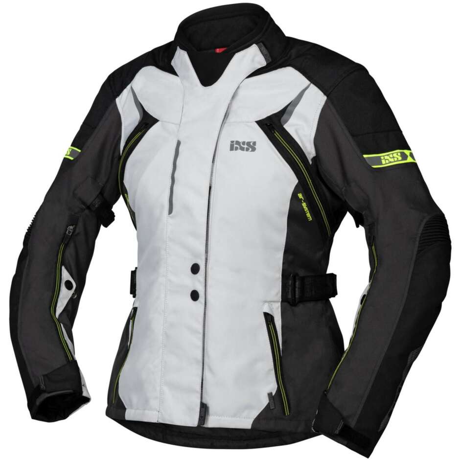 Woman Motorcycle Jacket In Waterproof Fabric Ixs Tour LIZ-ST Gray Black Yellow