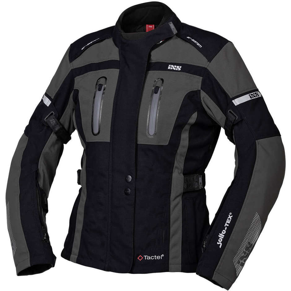 Woman Motorcycle Jacket In Waterproof Fabric Ixs Tour PACORA-ST Black Gray