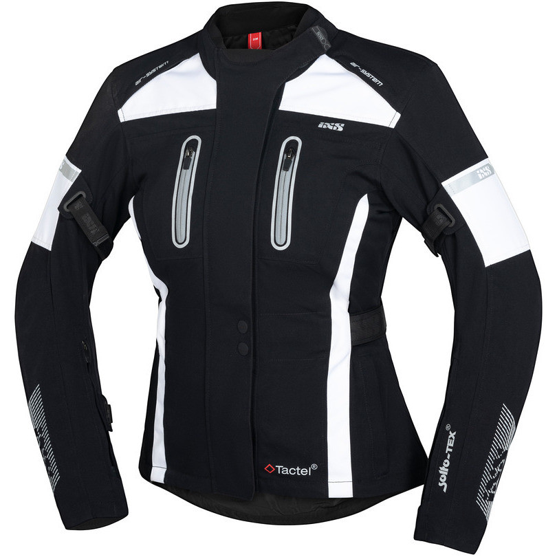 Woman Motorcycle Jacket In Waterproof Fabric Ixs Tour PACORA-ST Black White
