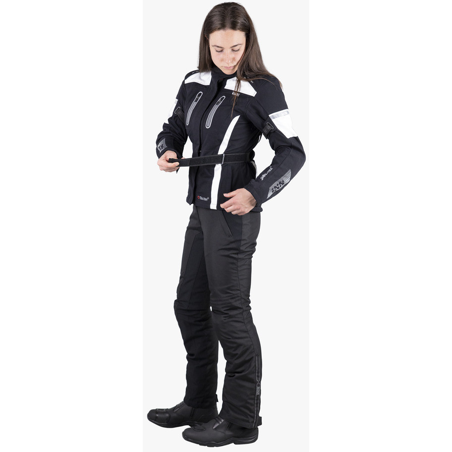 Woman Motorcycle Jacket In Waterproof Fabric Ixs Tour PACORA-ST Black White