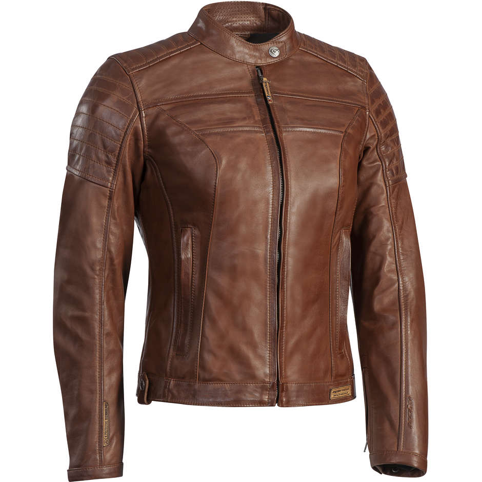 Woman Motorcycle Leather Jacket Custom Ixon SPARK Lady Camel