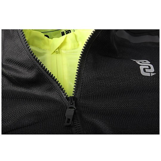 Woman Perforated Motorcycle Jacket Oj Atmosphere J222 TROPICAL LADY Black Yellow Fluo