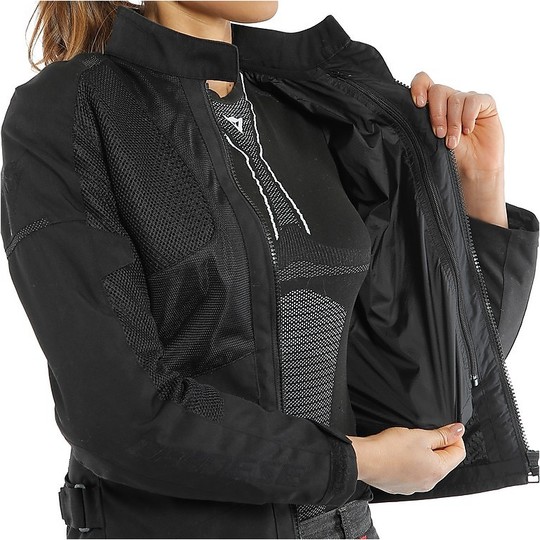 Woman Touring Motorcycle Jacket In Dainese Fabric AIR TOURER Lady TEX Black
