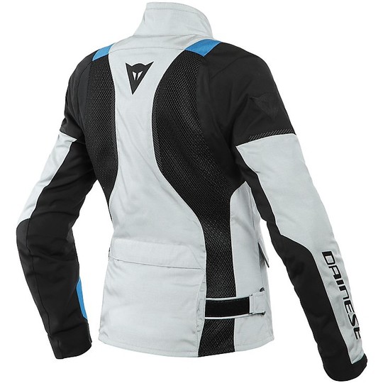 Woman Touring Motorcycle Jacket In Dainese Fabric AIR TOURER Lady TEX Gray Blue Black