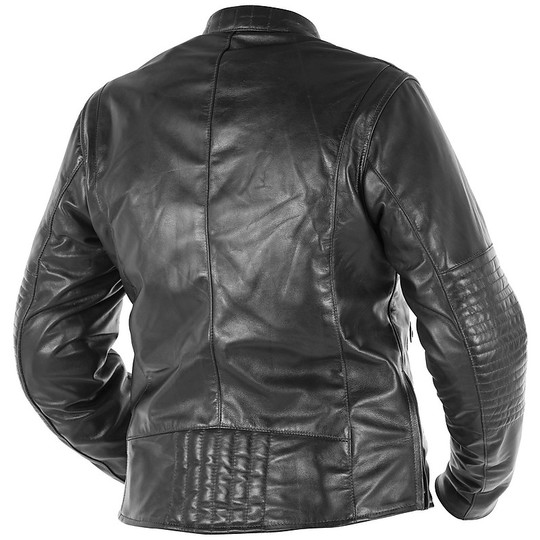 Woman's Leather Motorcycle Jacket Custom Overlap DONATELLA Black