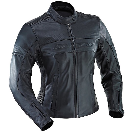 Women Genuine Leather Moto Jacket Ixon Crystal Rock C-Size Black