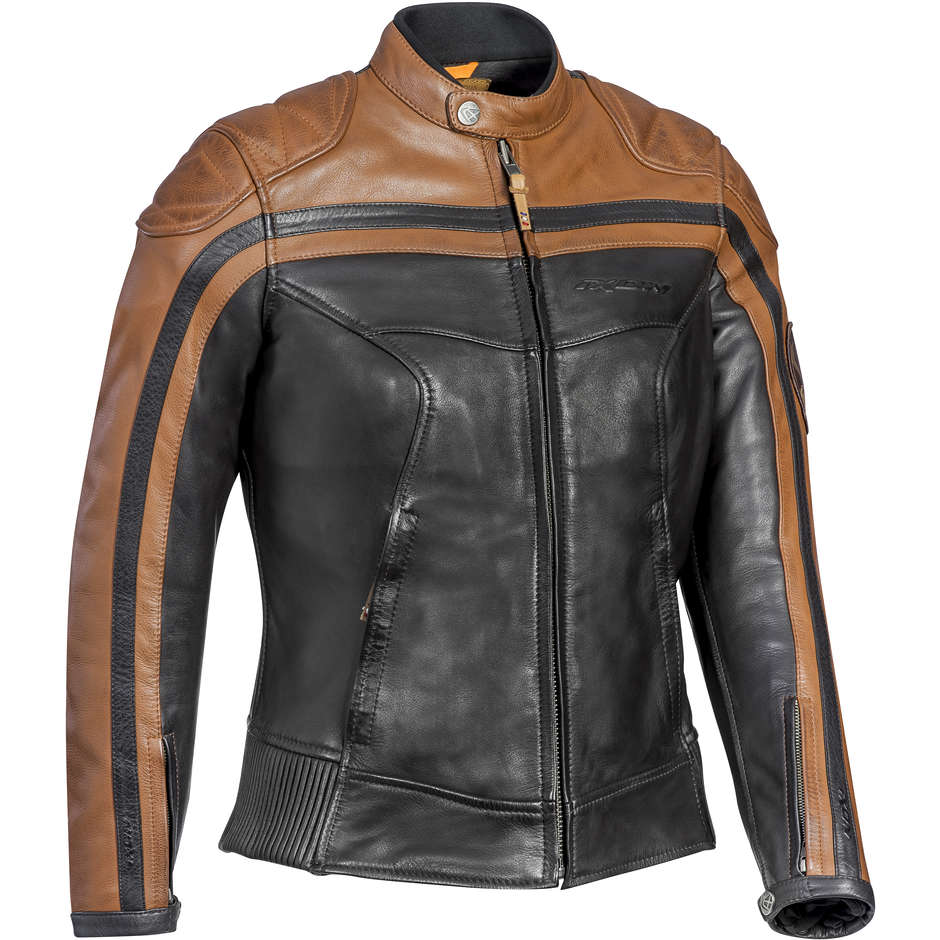 Women's Custom Leather Motorcycle Jacket Ixon PIONEER LADY Brown Camel