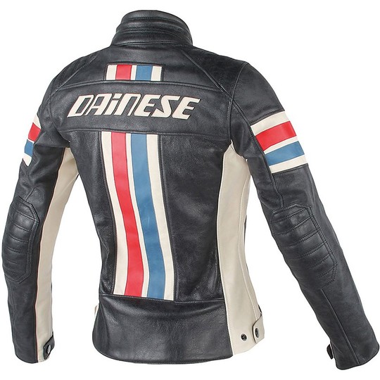 Women's Dainese Leather Motorcycle Jacket LOLA D1 Black Blue Red Ice