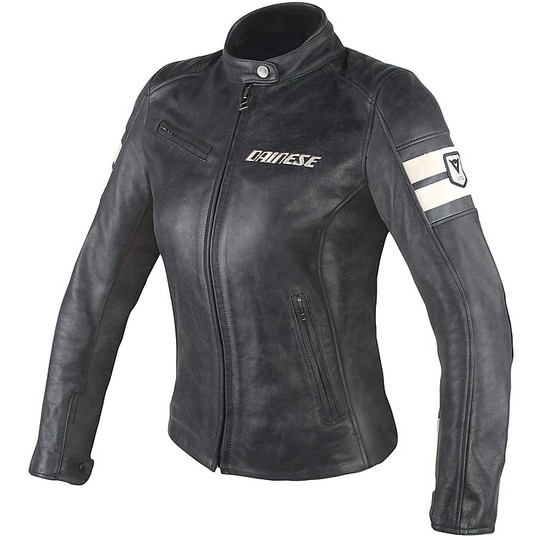 Women's Dainese Leather Motorcycle Jacket LOLA D1 Black Ice