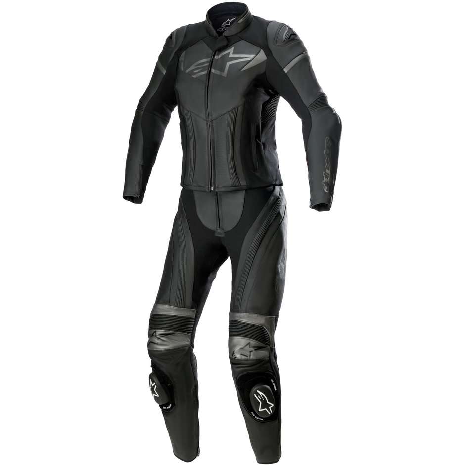Women's Divisible Motorcycle Suit Alpinestars STELLA GP PLUS 2 PC Metallic Gray Black