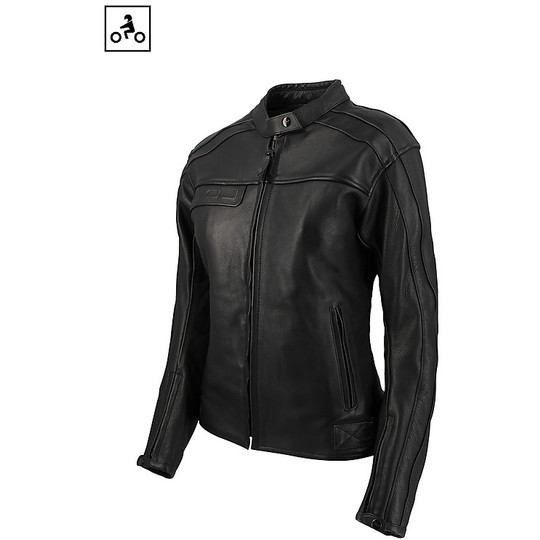 Women's Genuine Leather Motorcycle Jacket OJ REASON Lady Black