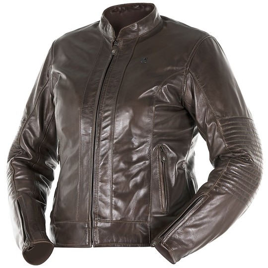 Women's Leather Motorcycle Jacket Custom Overlap DONATELLA Brown