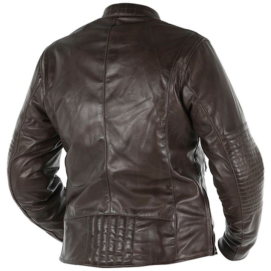 Women's Leather Motorcycle Jacket Custom Overlap DONATELLA Brown