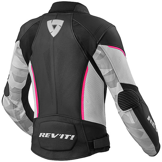 Women's Leather Motorcycle Jacket Sport Rev'it XENA 3 LADIES Black Pink