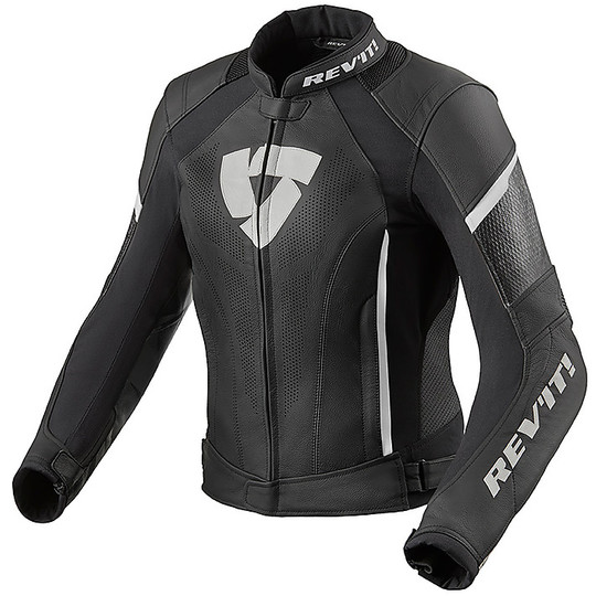 Women's Leather Motorcycle Jacket Sport Rev'it XENA 3 LADIES Black White