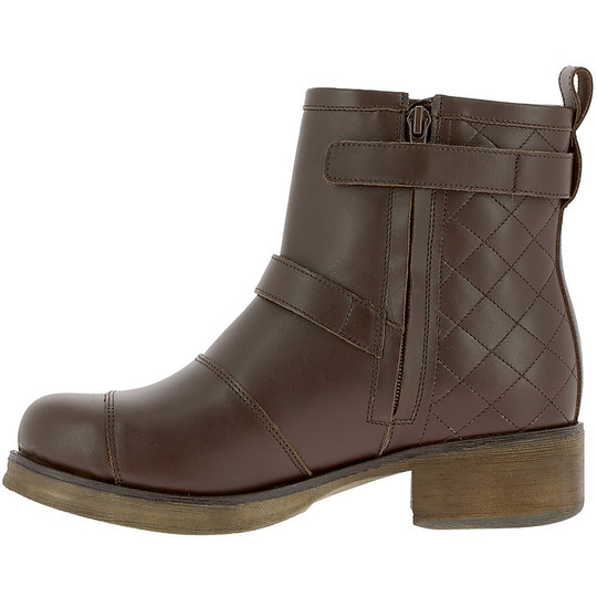 Women's Motorcycle Ankle Boots Overlap Rock Lady Brown CE