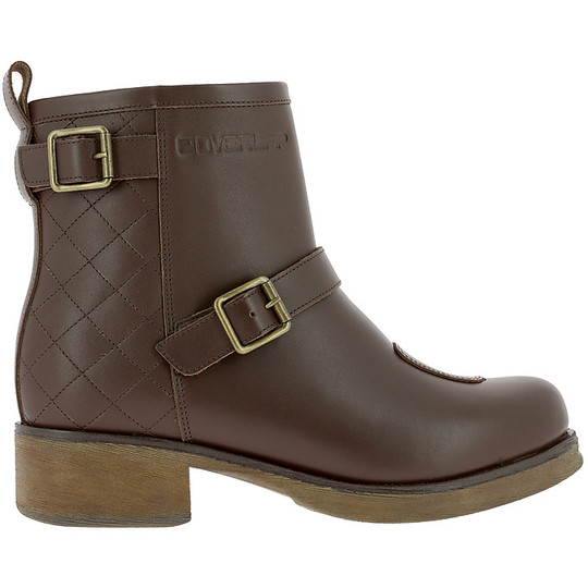 Women's Motorcycle Ankle Boots Overlap Rock Lady Brown CE