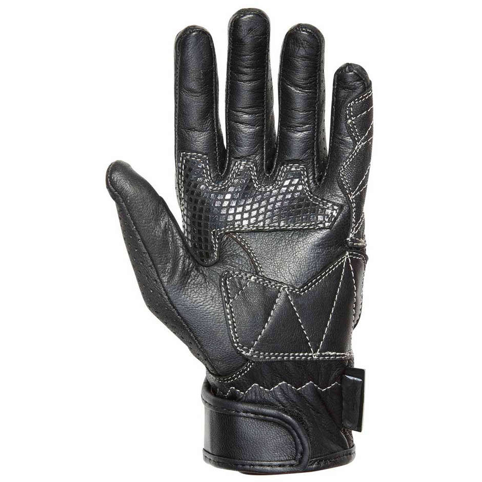 Women's Motorcycle Gloves in Gms NAVIGATOR Lady Black White Leather