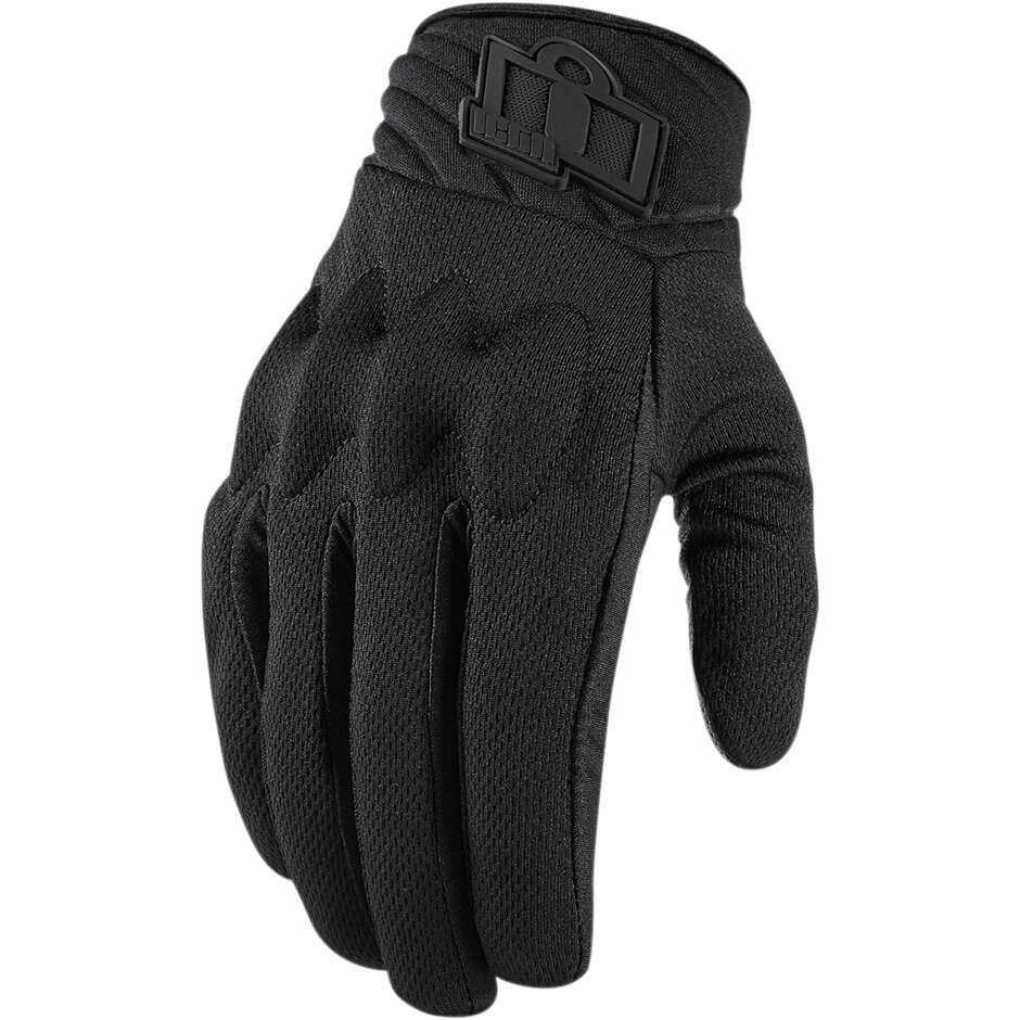 Women's Motorcycle Gloves In Icon ANTHEM 2 Black Fabric