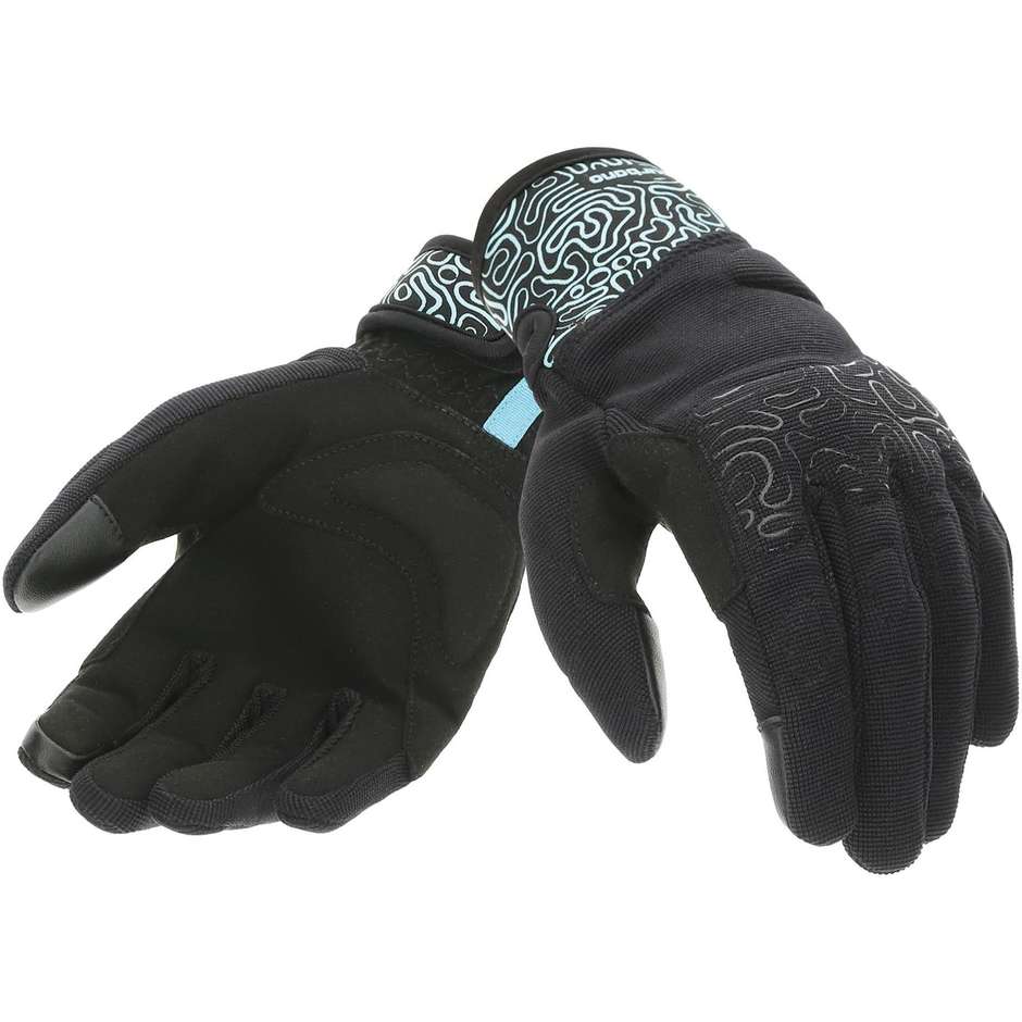 Women's Motorcycle Gloves in Tucano Urbano 9961HW LADY MIKY Black Tiffy Graphic Fabric