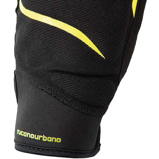 Women's Motorcycle Gloves in Urban Tucano Fabric 9961HW LADY MIKI Black Yellow Fluo