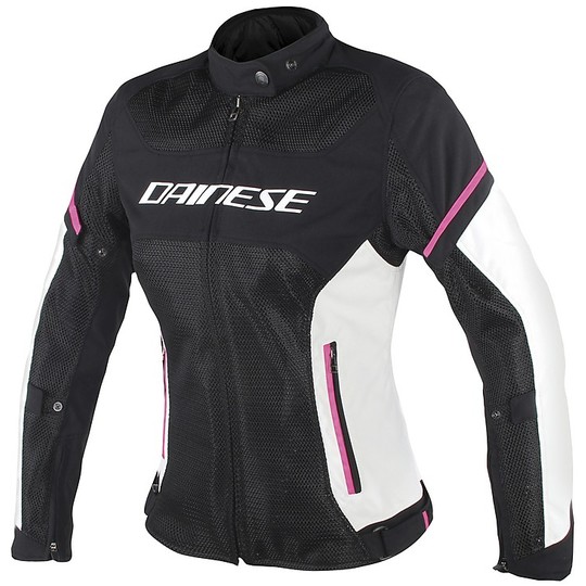 Women's Motorcycle Jacket Dainese Air Frame D1 Lady Tex Black White Fucsia