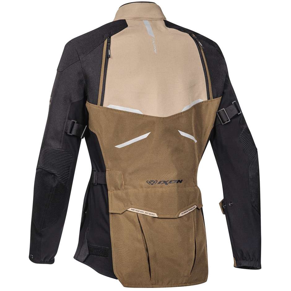 Women's Motorcycle Jacket in Adventure Fabric Ixon EDDAS LADY Sand Brown Black