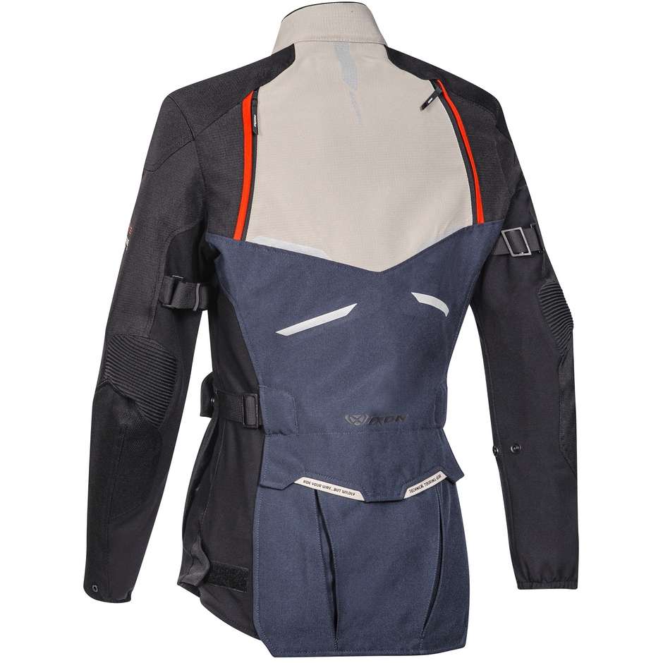 Women's Motorcycle Jacket in Adventure Ixon EDDAS LADY Fabric Gray Navy Black