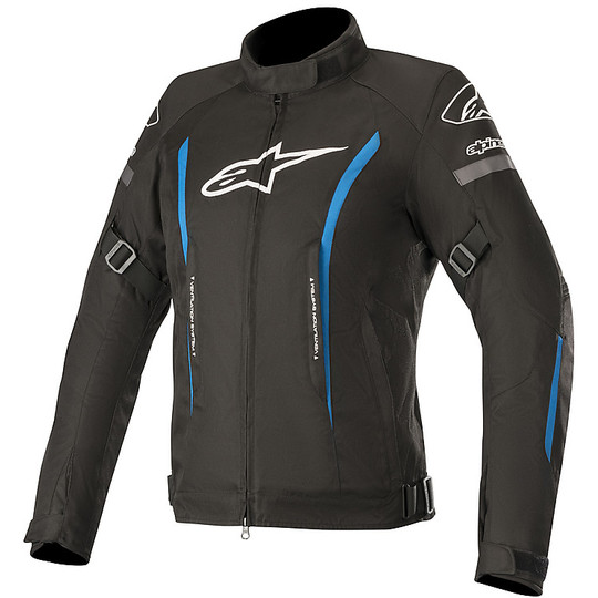 Women's Motorcycle Jacket in Alpinestars Stella GUNNER v2 Waterproof Fabric Black Blue