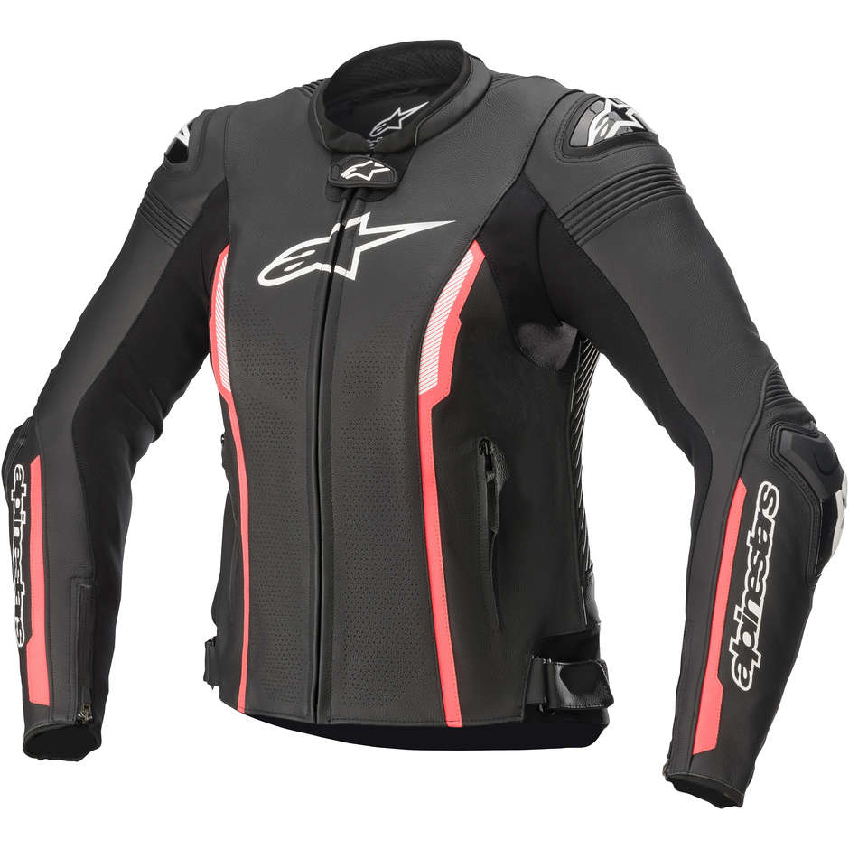 Women's Motorcycle Jacket in Alpinestars STELLA MISSILE V2 Black Diva Pink Leather