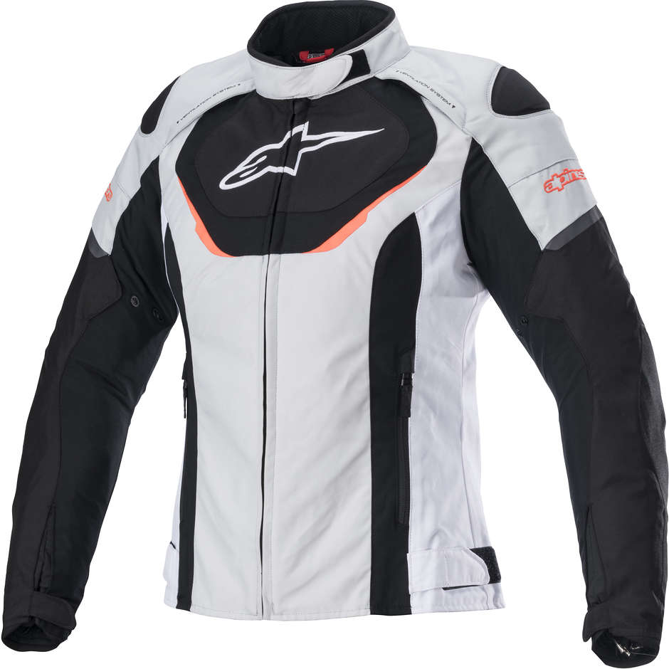 Women's Motorcycle Jacket in Alpinestars Stella T-JAWS v3 Waterproof Fabric Ice Gray Black White