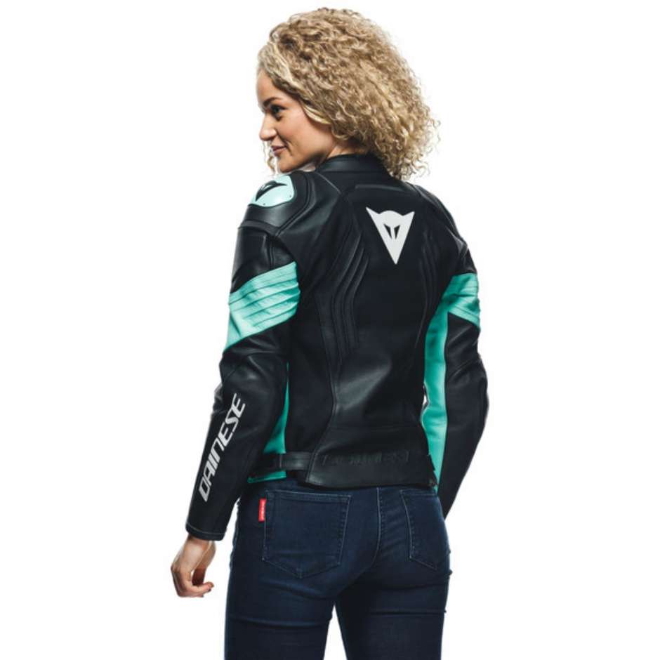 Women's Motorcycle Jacket in Dainese RACING 4 LADY Perforated Black Blue Green Leather