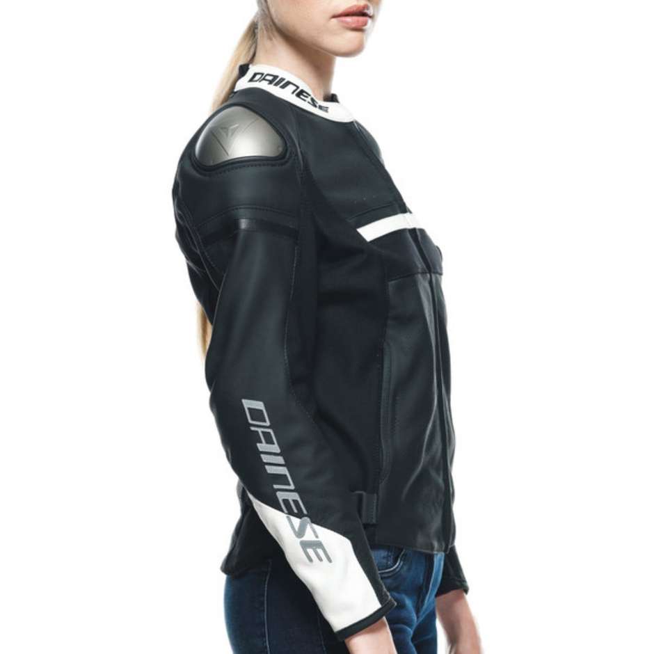 Women's Motorcycle Jacket in Dainese RAPIDA LADY Perforated Black White Leather
