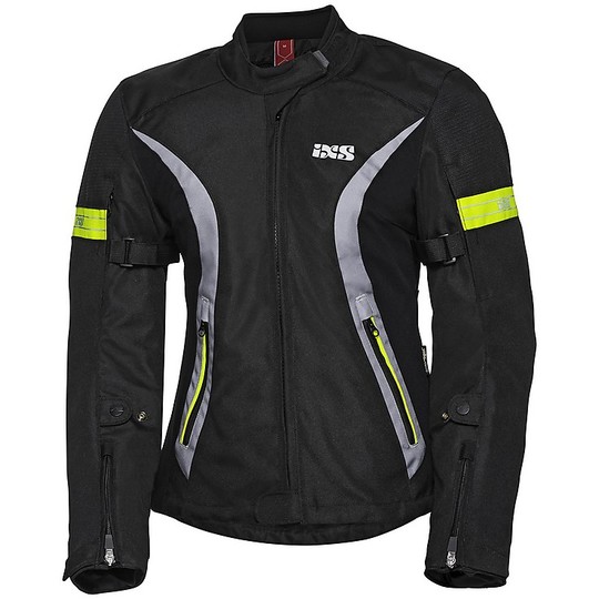 Women's Motorcycle Jacket In Fabric Ixs SPORT 5/8 ST Black Gray Fluo Yellow
