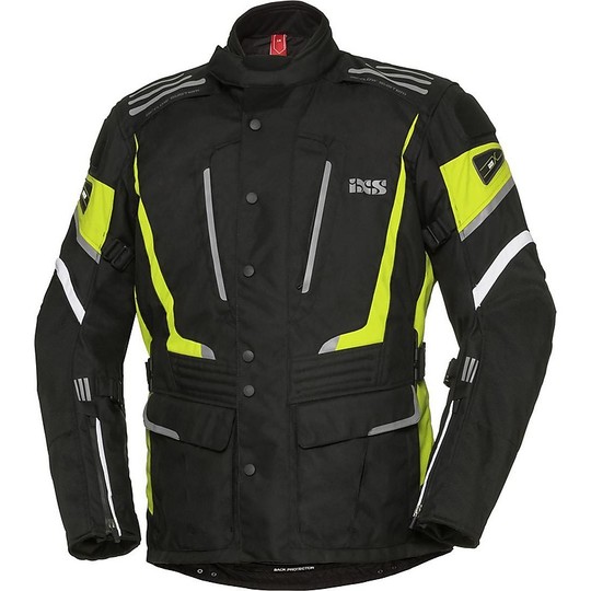 Women's Motorcycle Jacket in Ixs Tour Powells-St Lady Fabric Black Fluo Yellow
