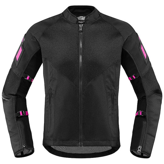 Women's Motorcycle Jacket in Perforated Fabric Icon MESH AF Lady Black