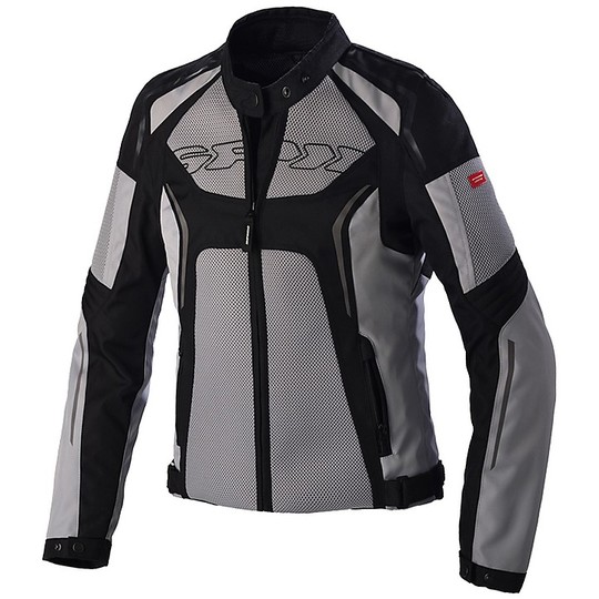 Women's Motorcycle Jacket In Perforated Fabric Sports Spidi TRONIK NET Lady Black Gray