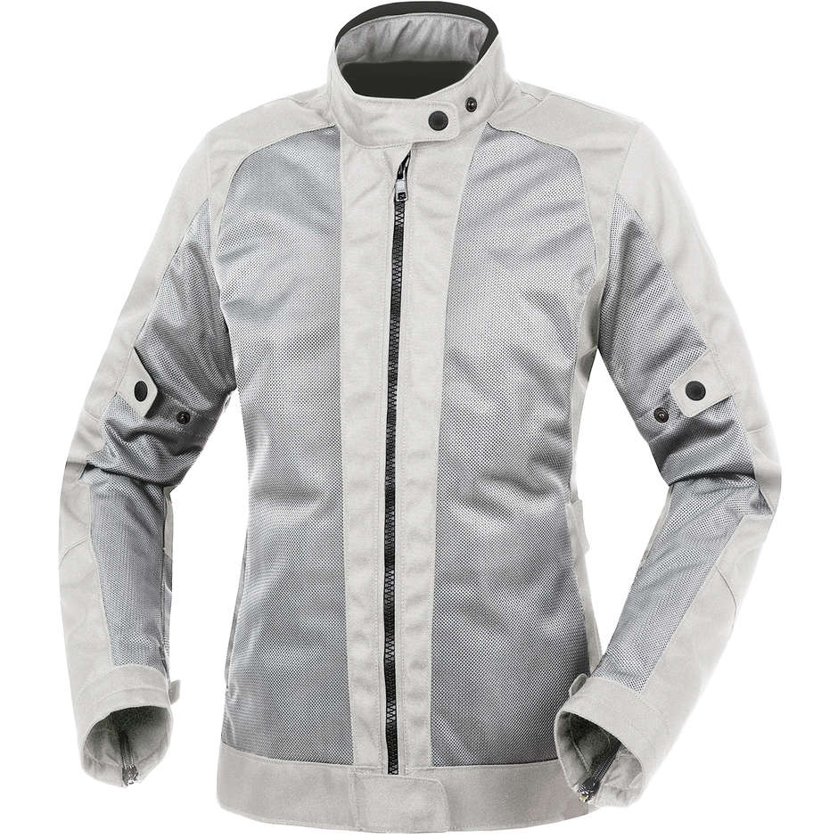 Women's Motorcycle Jacket in Perforated Urban Tucano Fabric 8154WF201 NETWORK Lady 2G Light Gray