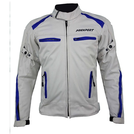 Women's Motorcycle Jacket in Prexport EUROPA LADY  White Blue Fabric