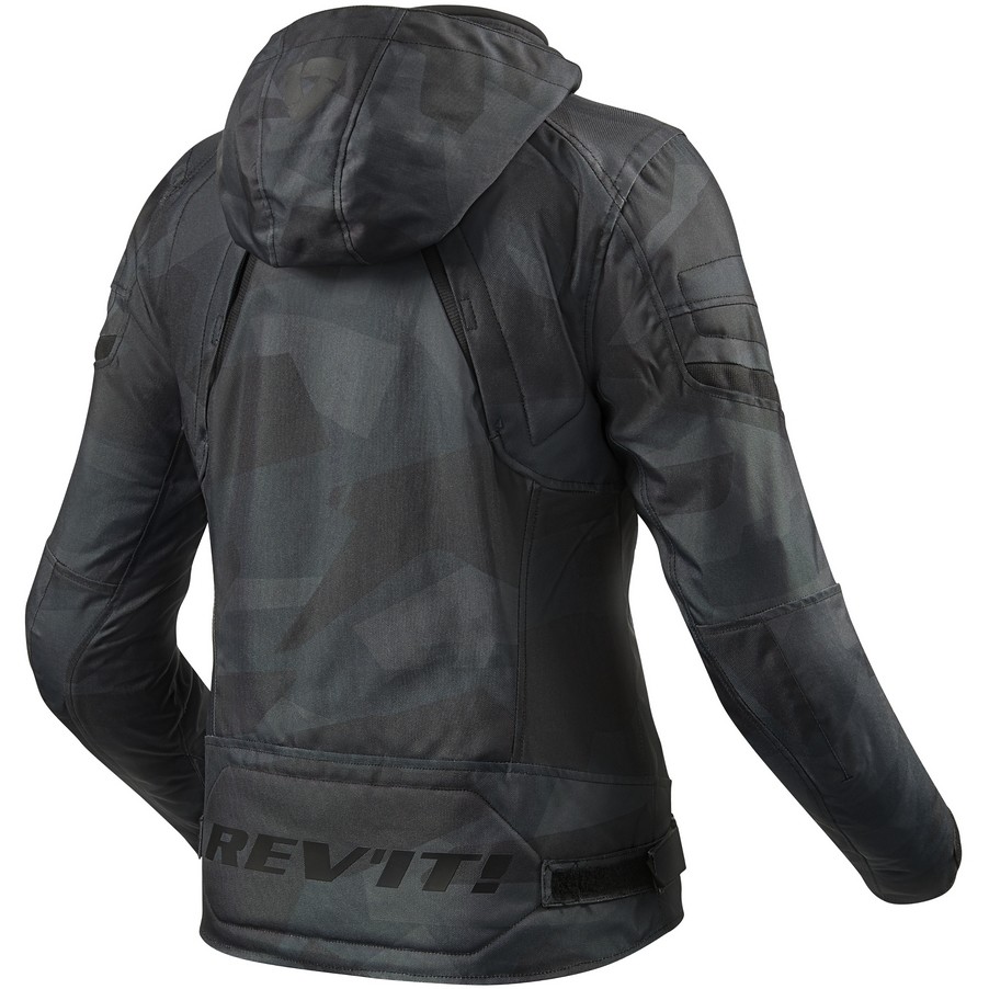 Women's Motorcycle Jacket In Rev'it FLARE 2 LADIES Camouflage Black Gray Fabric